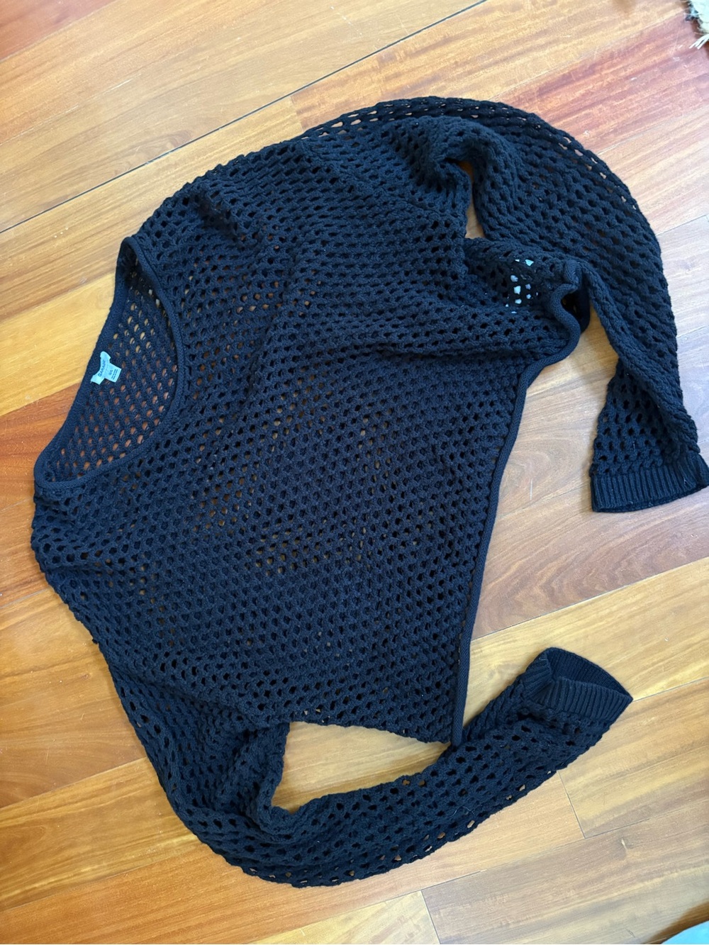 Garage Black Open-Weave Pullover